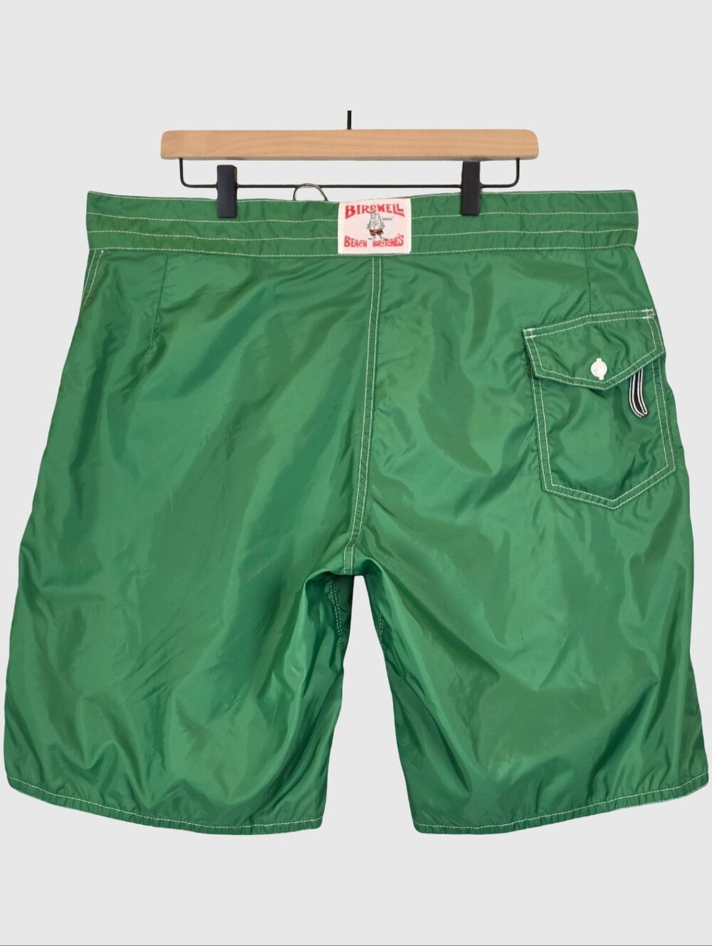 Birdwell Beach Britches 312 Board Shorts Men's 39 Green 10" Nylon Surf USA Swim